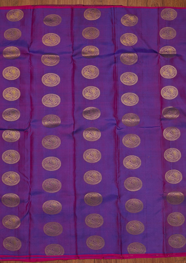 Purple Zariwork Pure Silk Designer Saree - koskii