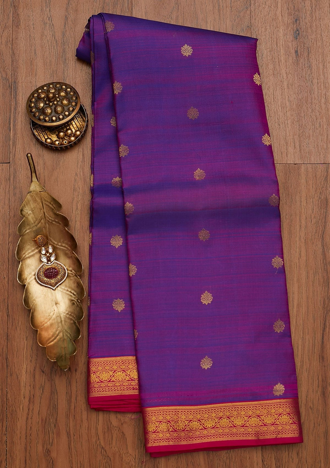 Purple Zariwork Pure Silk Designer Saree - koskii
