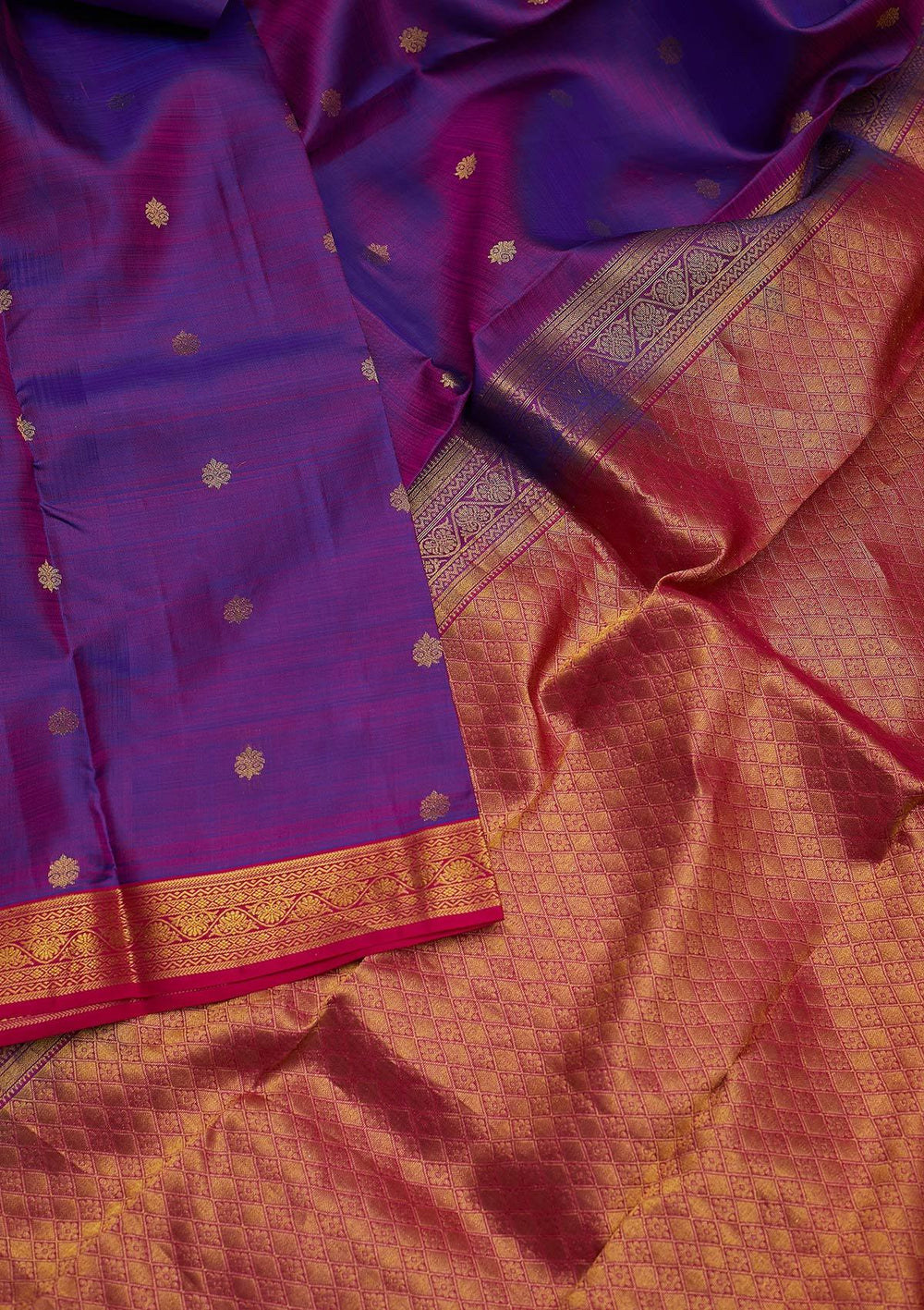 Purple Zariwork Pure Silk Designer Saree - koskii