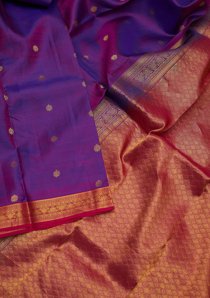 Purple Zariwork Pure Silk Designer Saree - koskii