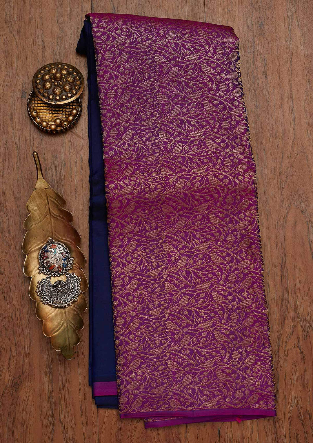 Purple Zariwork Pure Silk Designer Saree - koskii