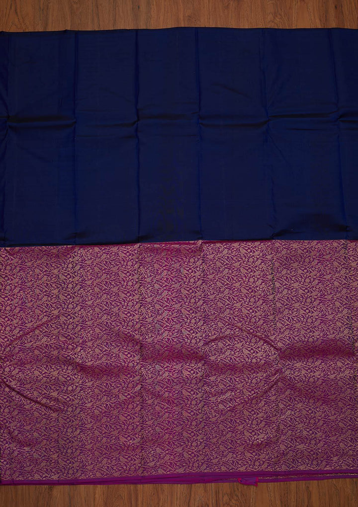 Purple Zariwork Pure Silk Designer Saree - koskii