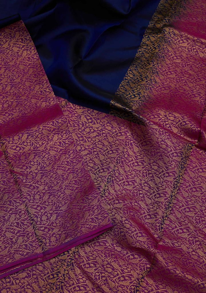 Purple Zariwork Pure Silk Designer Saree - koskii