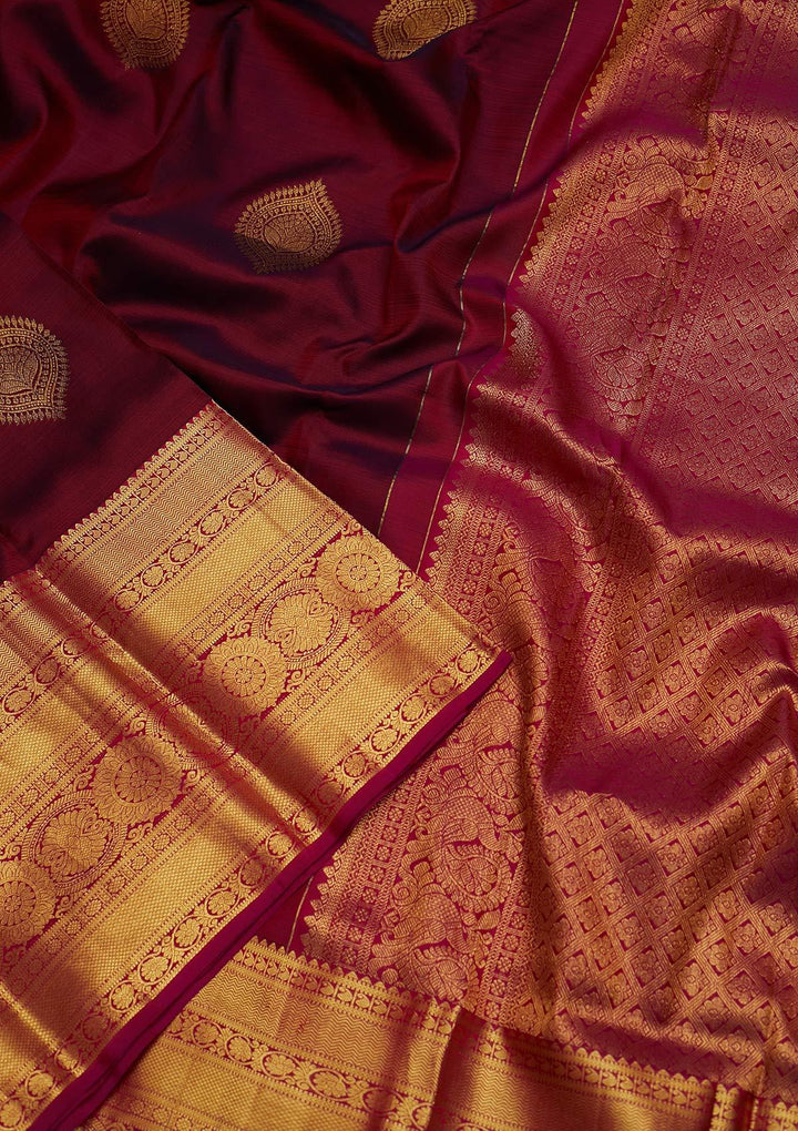 Purple Zariwork Pure Silk Designer Saree - koskii