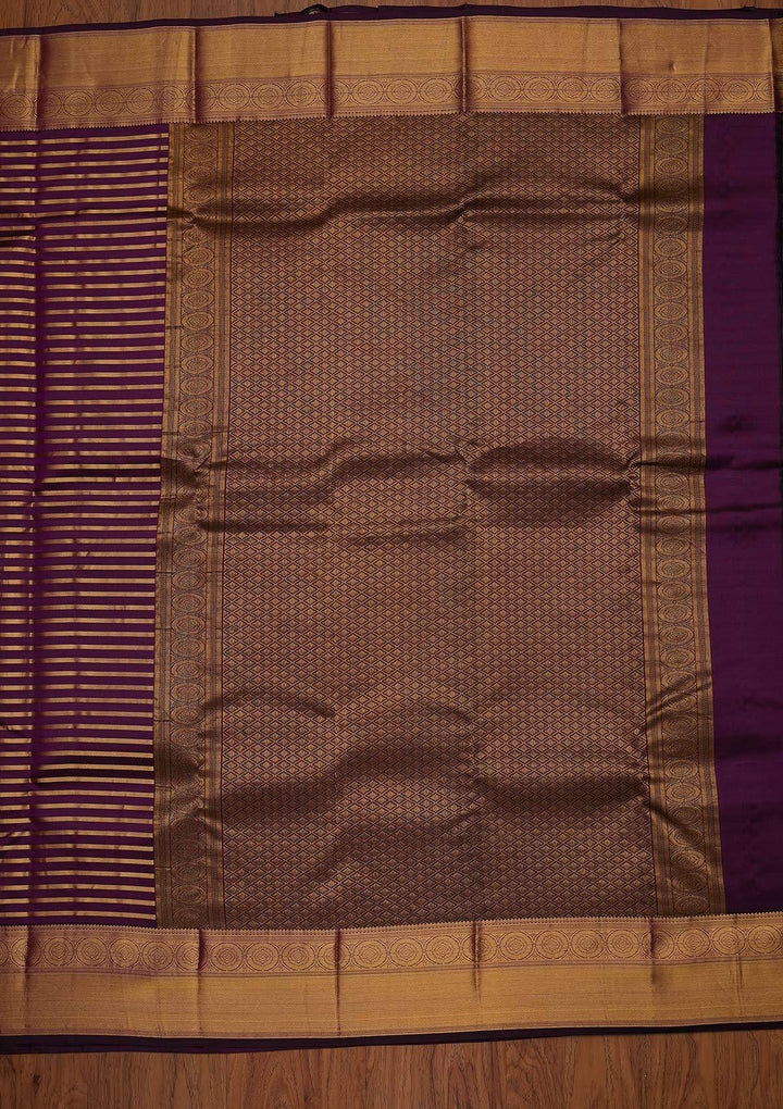 Purple Zariwork Pure Silk Designer Saree - koskii