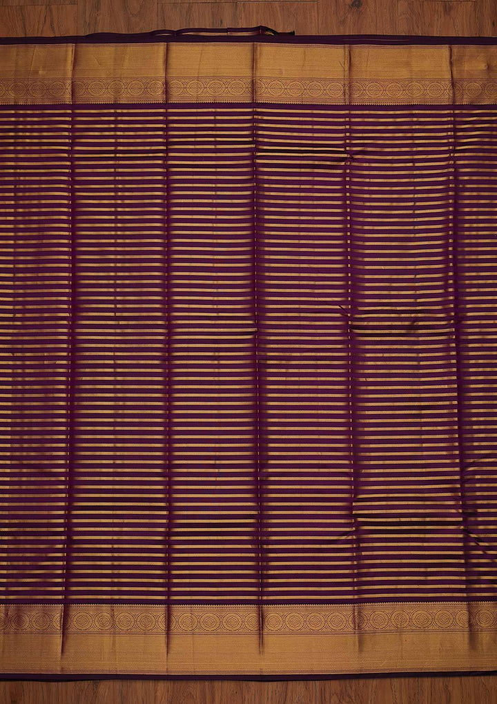 Purple Zariwork Pure Silk Designer Saree - koskii
