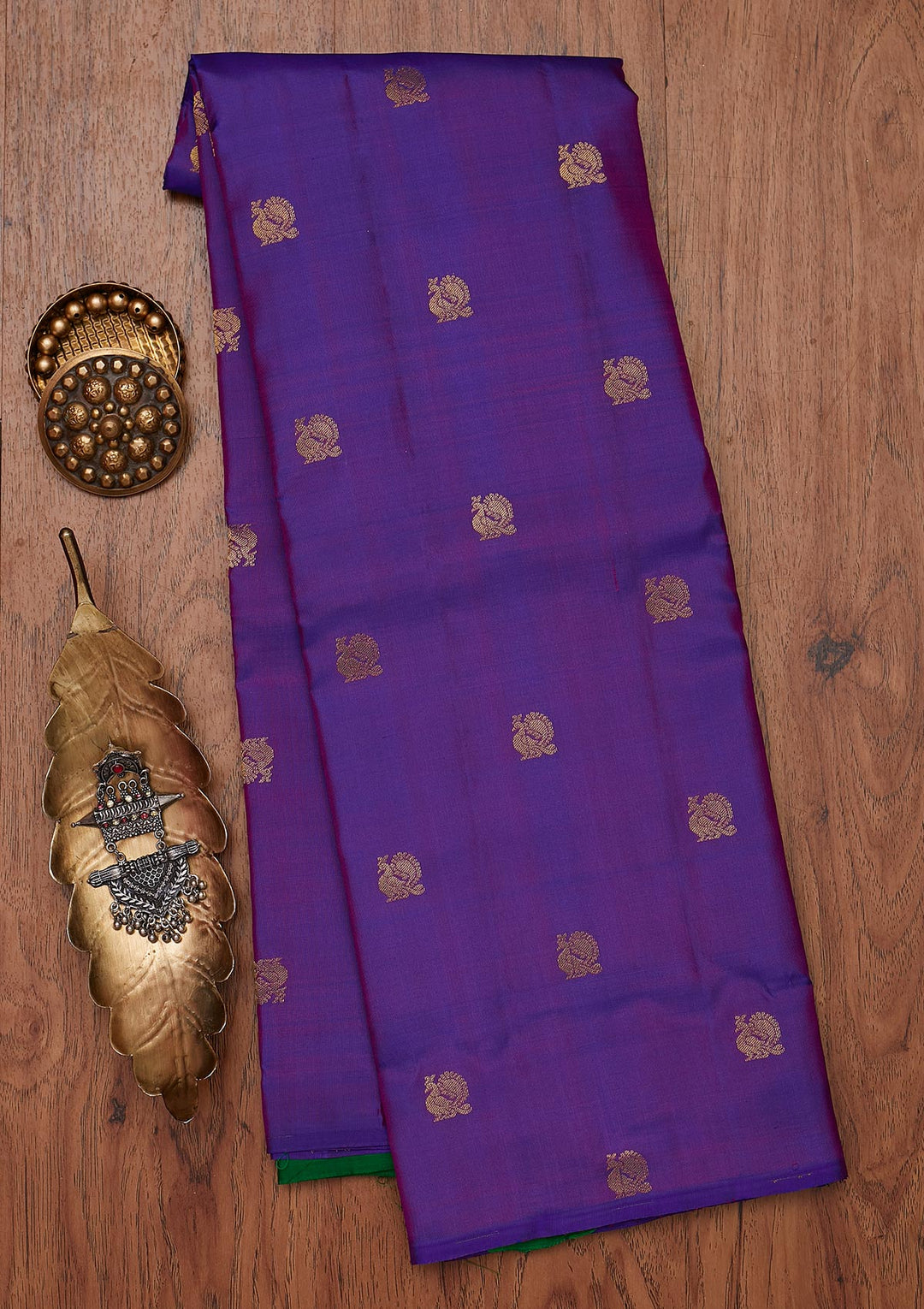 Purple Zariwork Pure Silk Designer Unstitched Saree - Koskii
