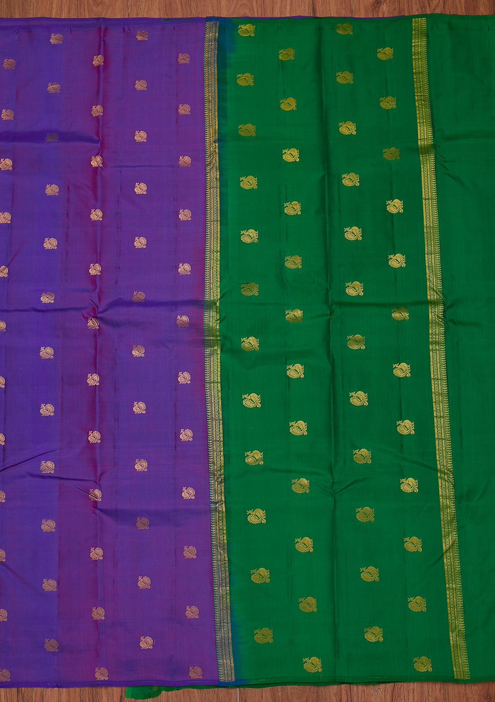 Purple Zariwork Pure Silk Designer Unstitched Saree - Koskii