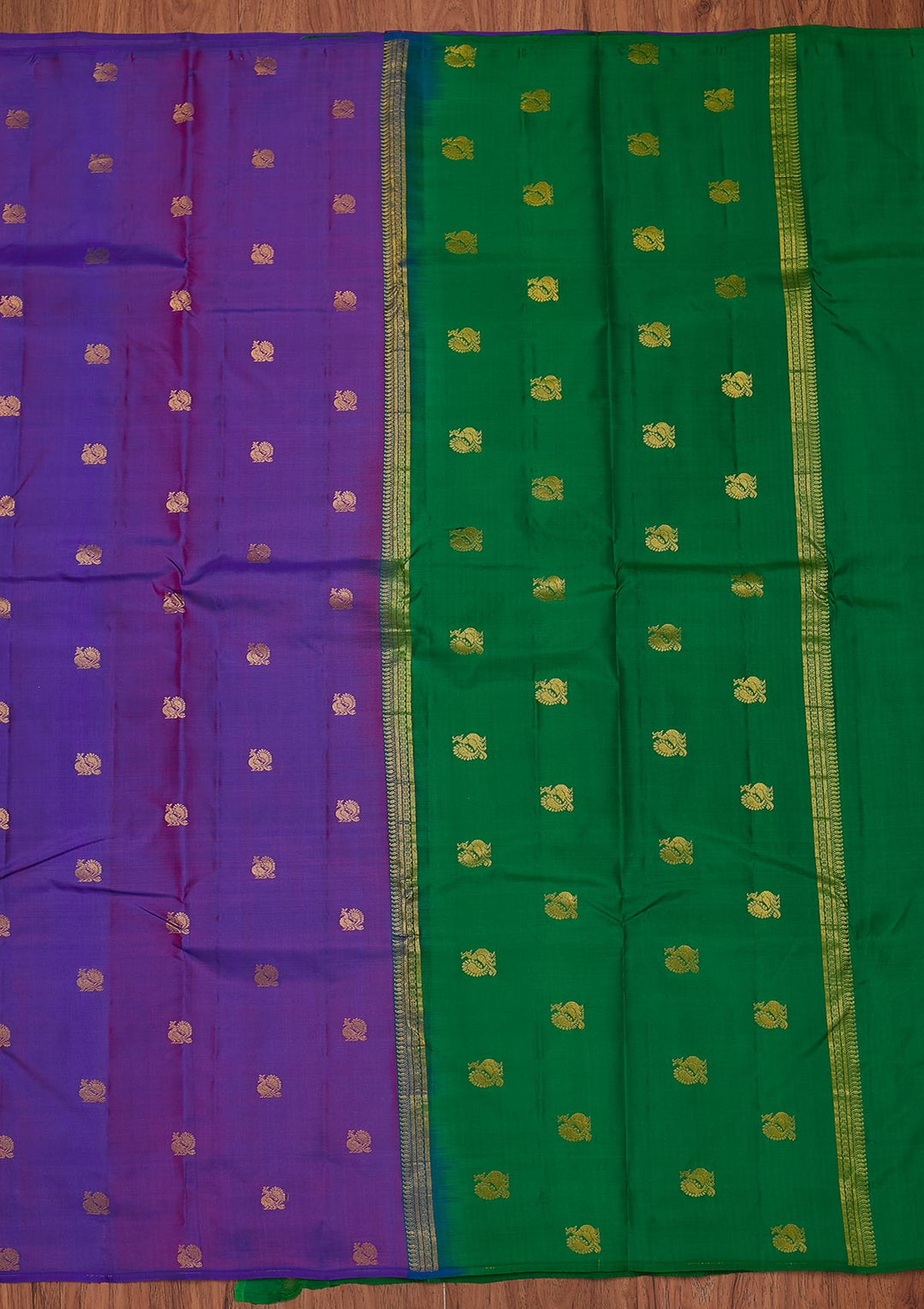 Purple Zariwork Pure Silk Designer Unstitched Saree - Koskii