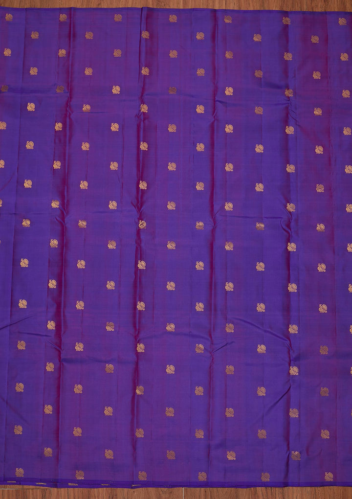 Purple Zariwork Pure Silk Designer Unstitched Saree - Koskii
