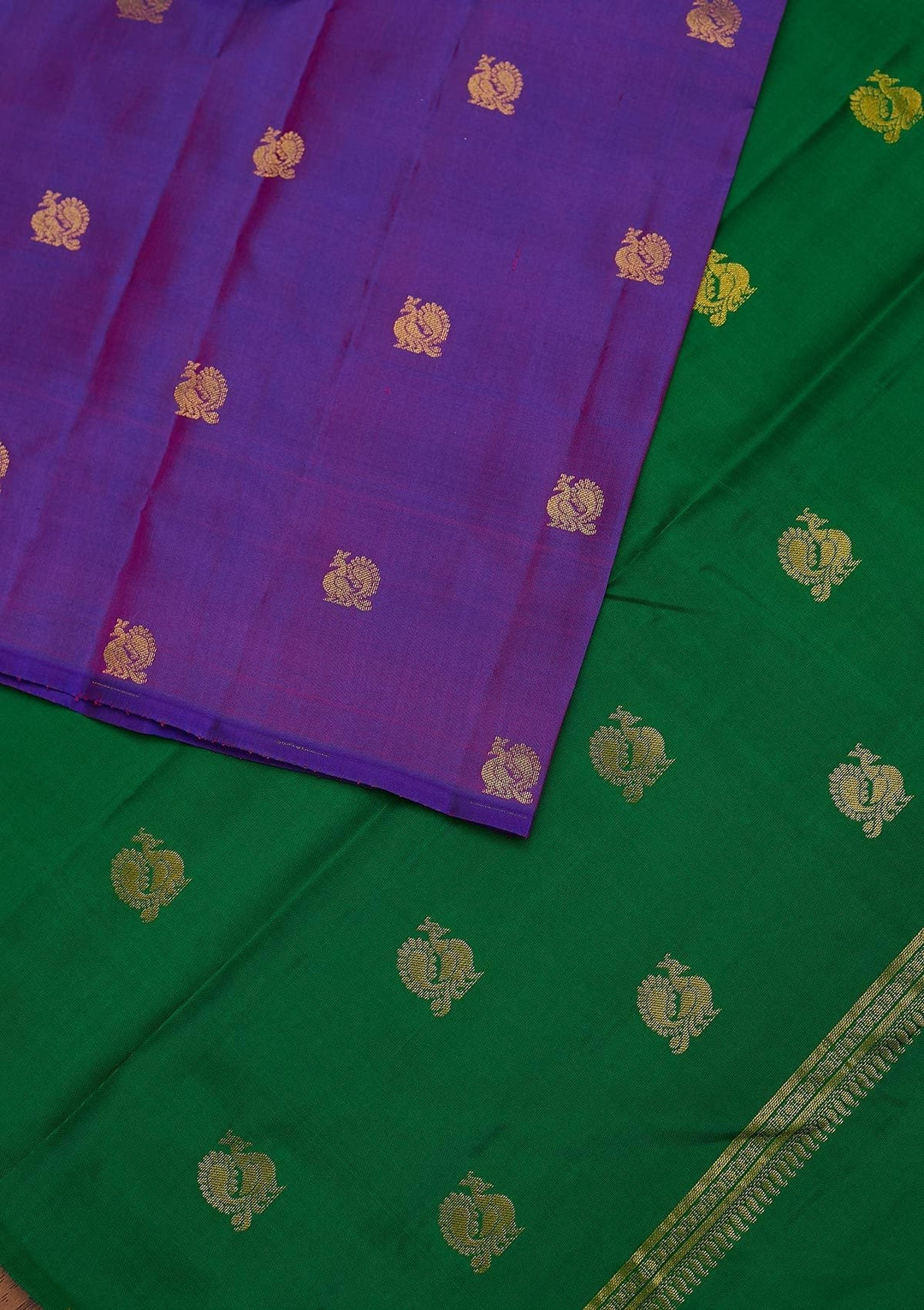 Purple Zariwork Pure Silk Designer Unstitched Saree - Koskii