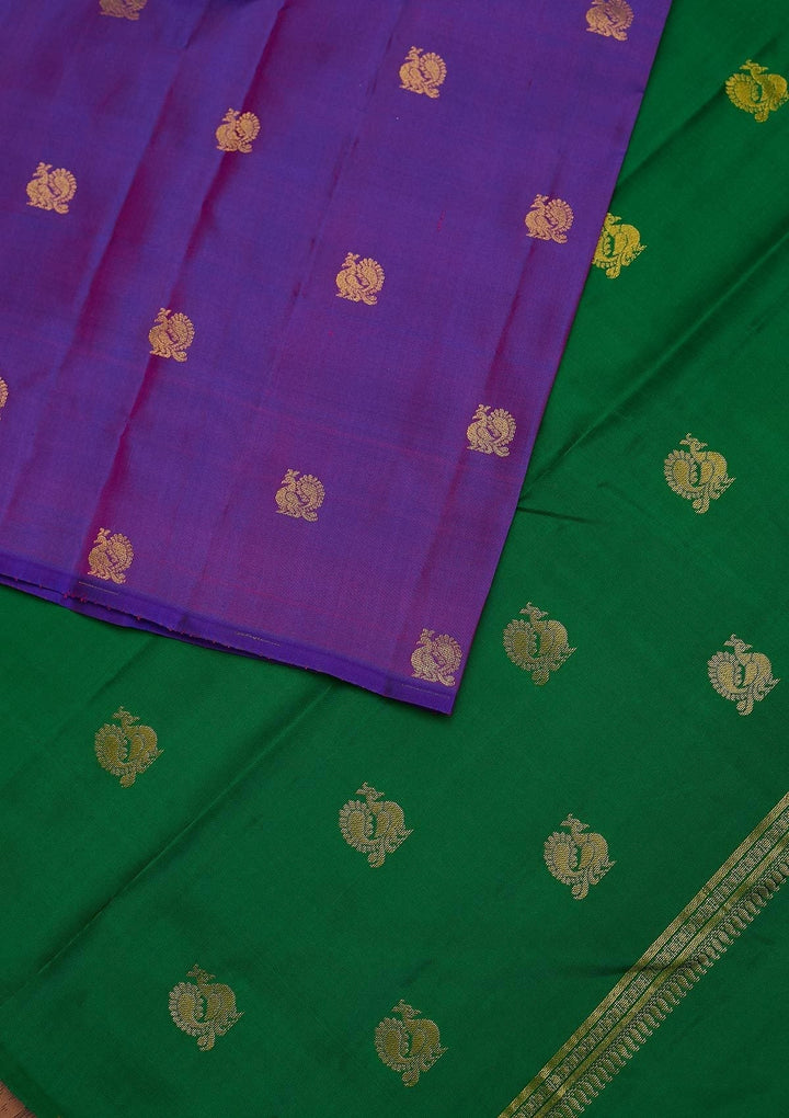 Purple Zariwork Pure Silk Designer Unstitched Saree - Koskii