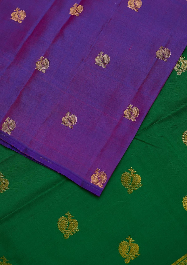 Purple Zariwork Pure Silk Designer Unstitched Saree - Koskii