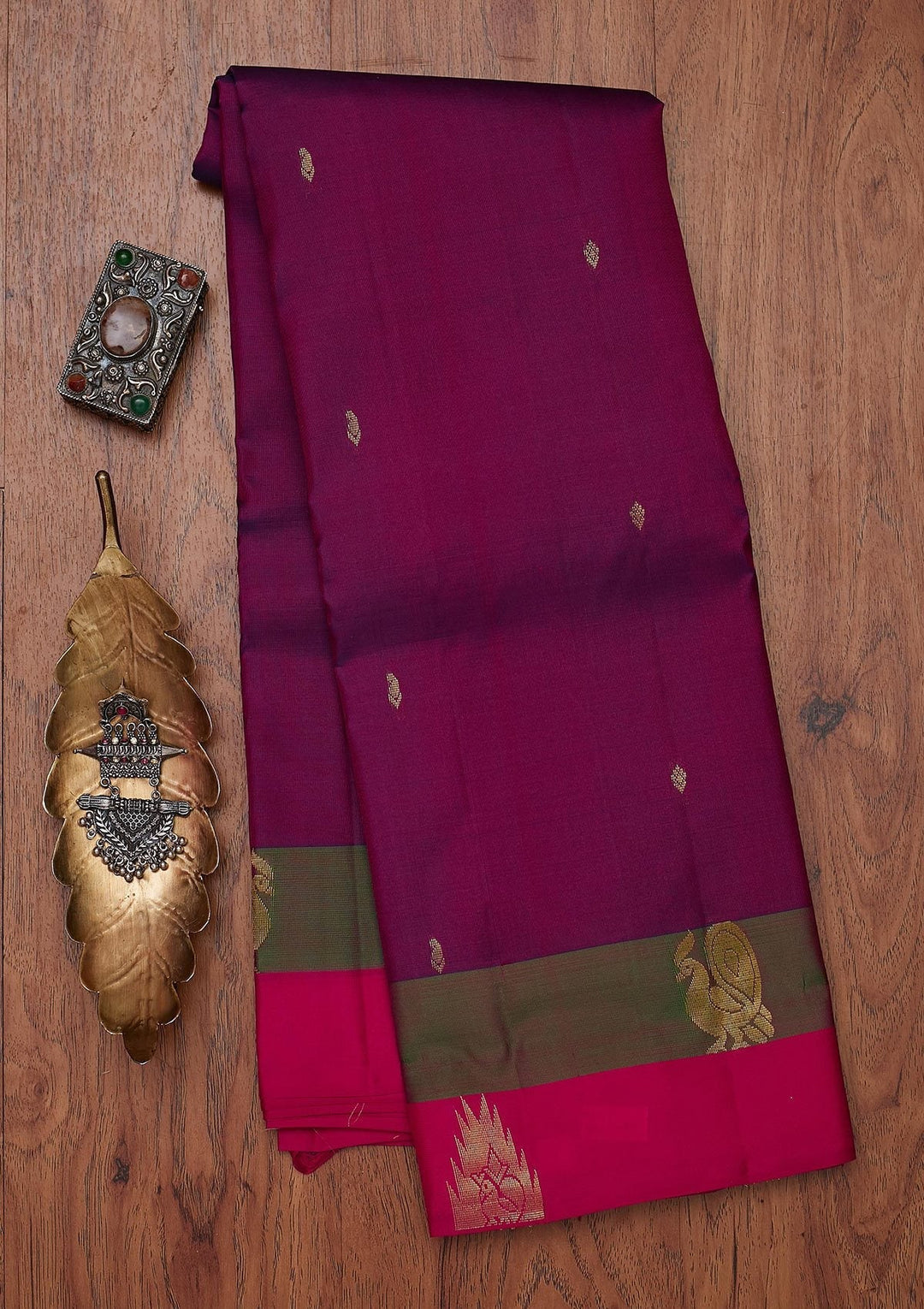 Purple Zariwork Pure Silk Designer Unstitched Saree - Koskii
