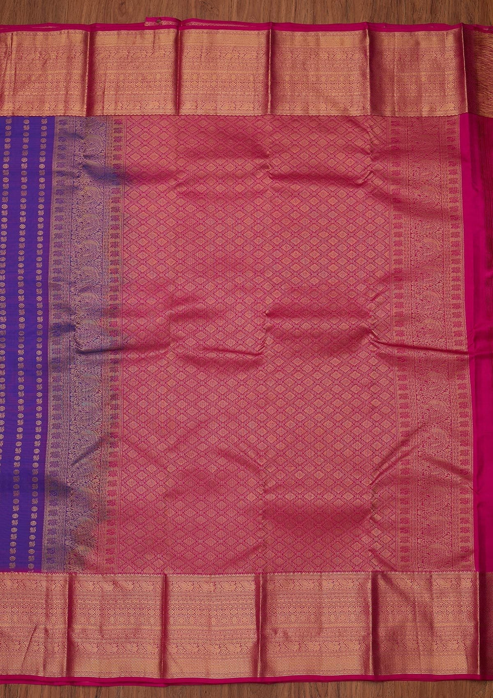 Purple Zariwork Pure Silk Designer Unstitched Saree - Koskii