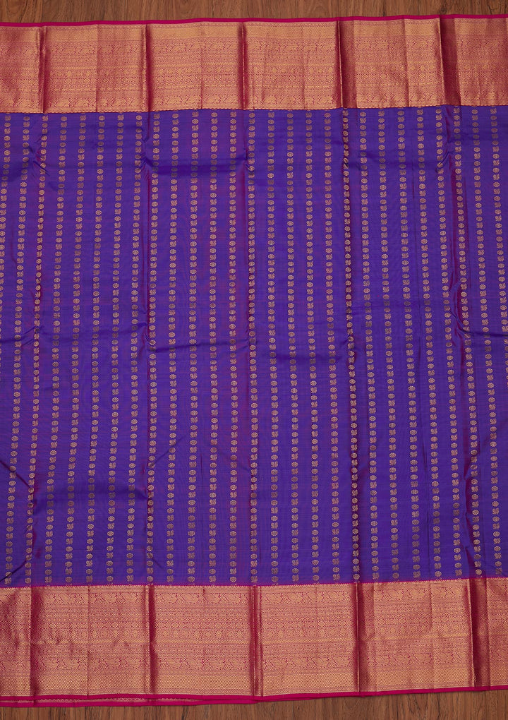 Purple Zariwork Pure Silk Designer Unstitched Saree - Koskii