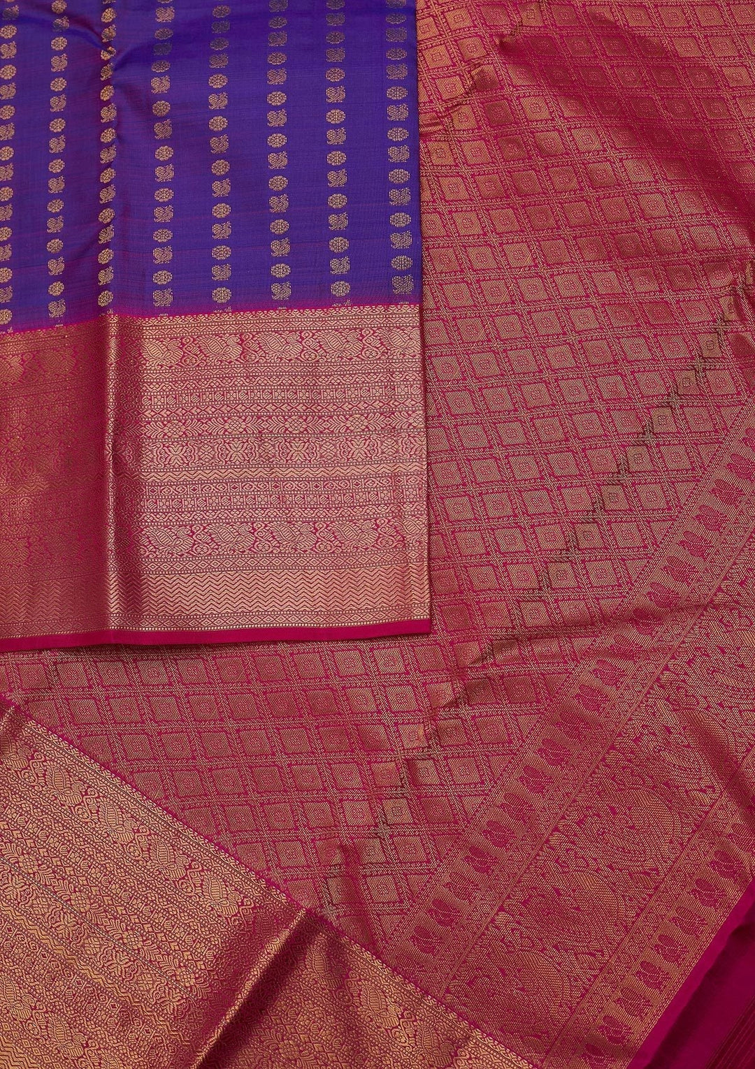 Purple Zariwork Pure Silk Designer Unstitched Saree - Koskii