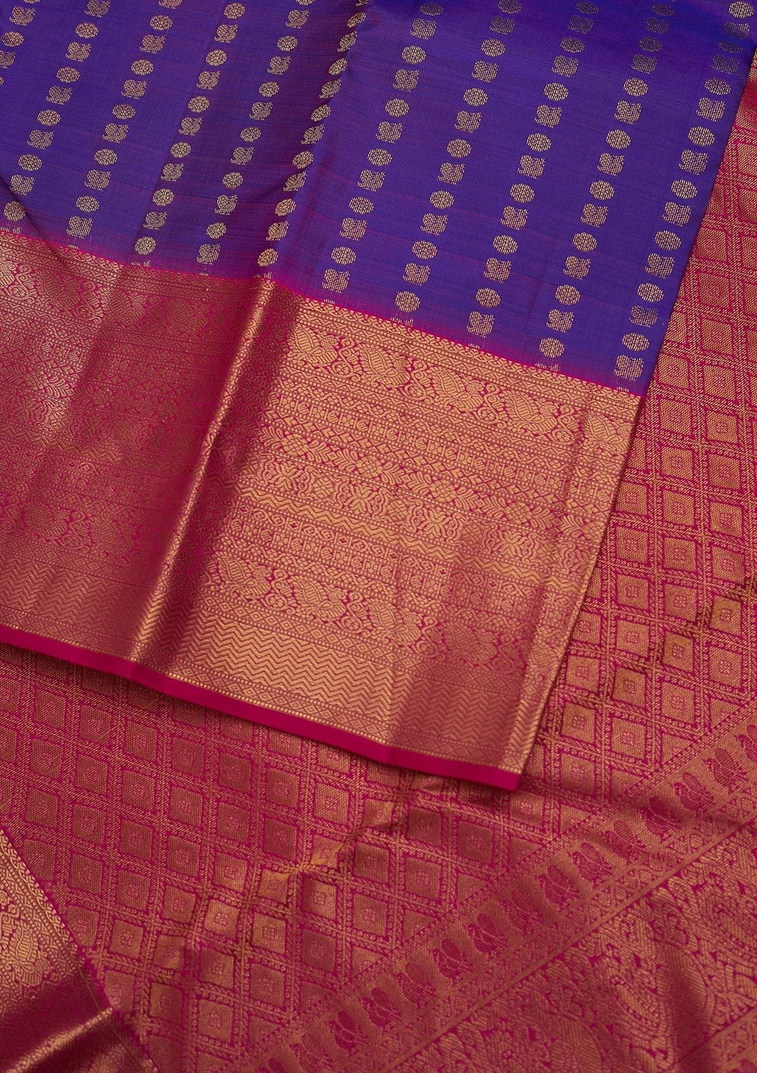 Purple Zariwork Pure Silk Designer Unstitched Saree - Koskii