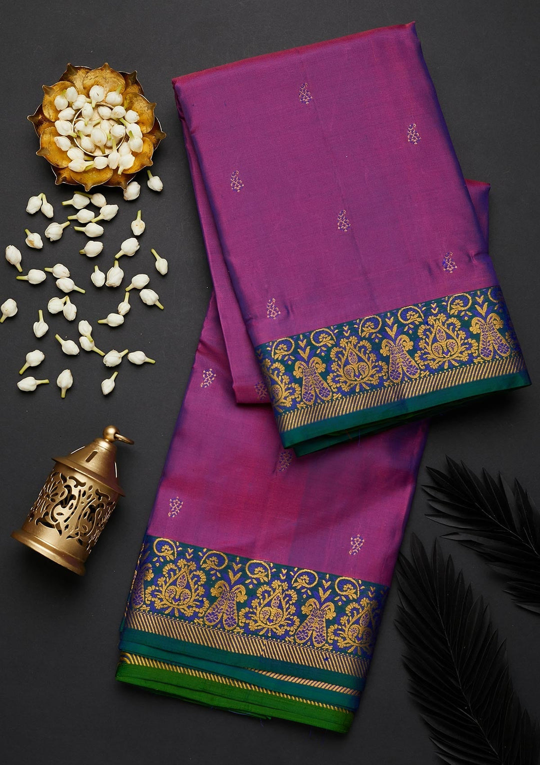 Purple Zariwork Pure Silk Designer Saree - Koskii