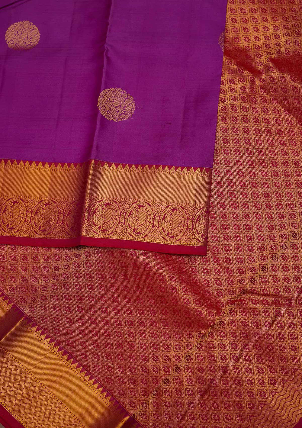 Purple Zariwork Pure Silk Designer Saree - Koskii