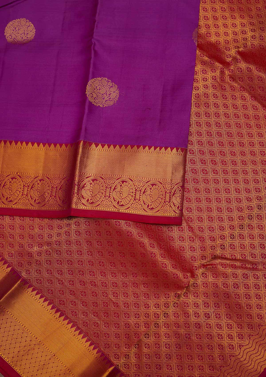 Purple Zariwork Pure Silk Designer Saree - Koskii