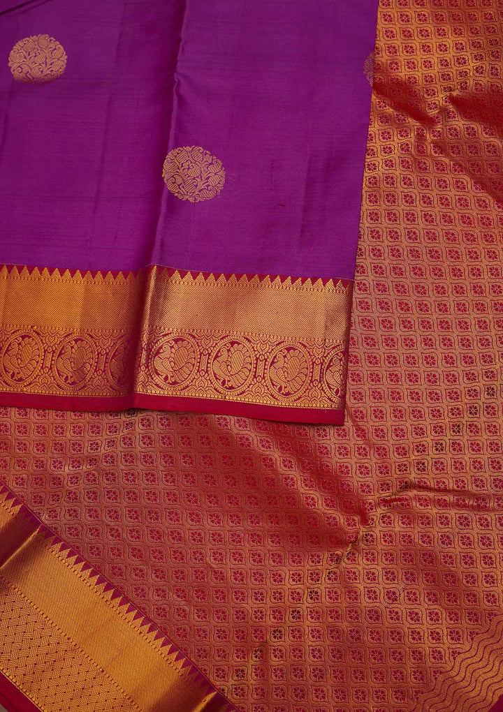Purple Zariwork Pure Silk Designer Saree - Koskii