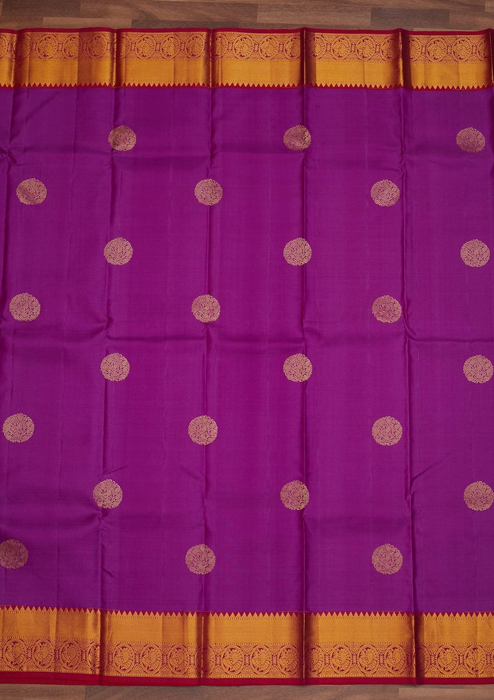 Purple Zariwork Pure Silk Designer Saree - Koskii