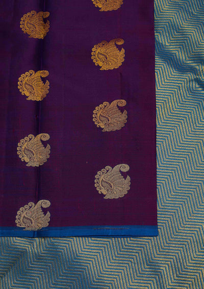 Purple Zariwork Pure Silk Designer Saree - Koskii