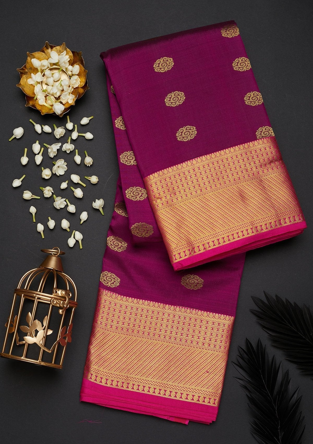 Purple Zariwork Pure Silk Designer Saree - Koskii