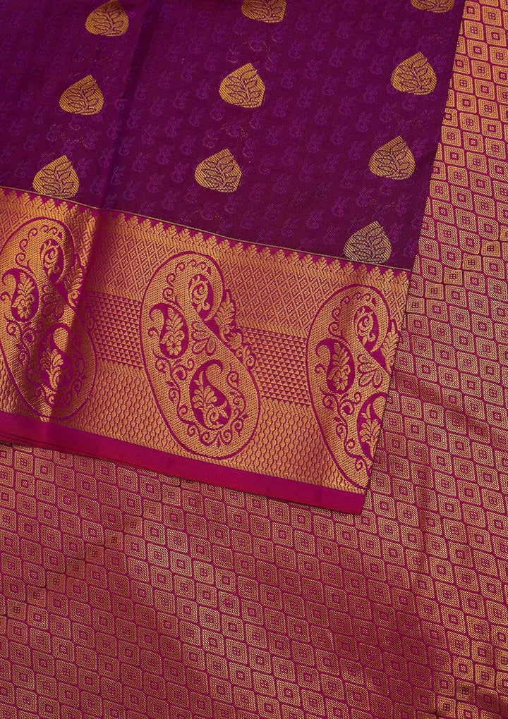 Purple Zariwork Pure Silk Designer Saree - Koskii