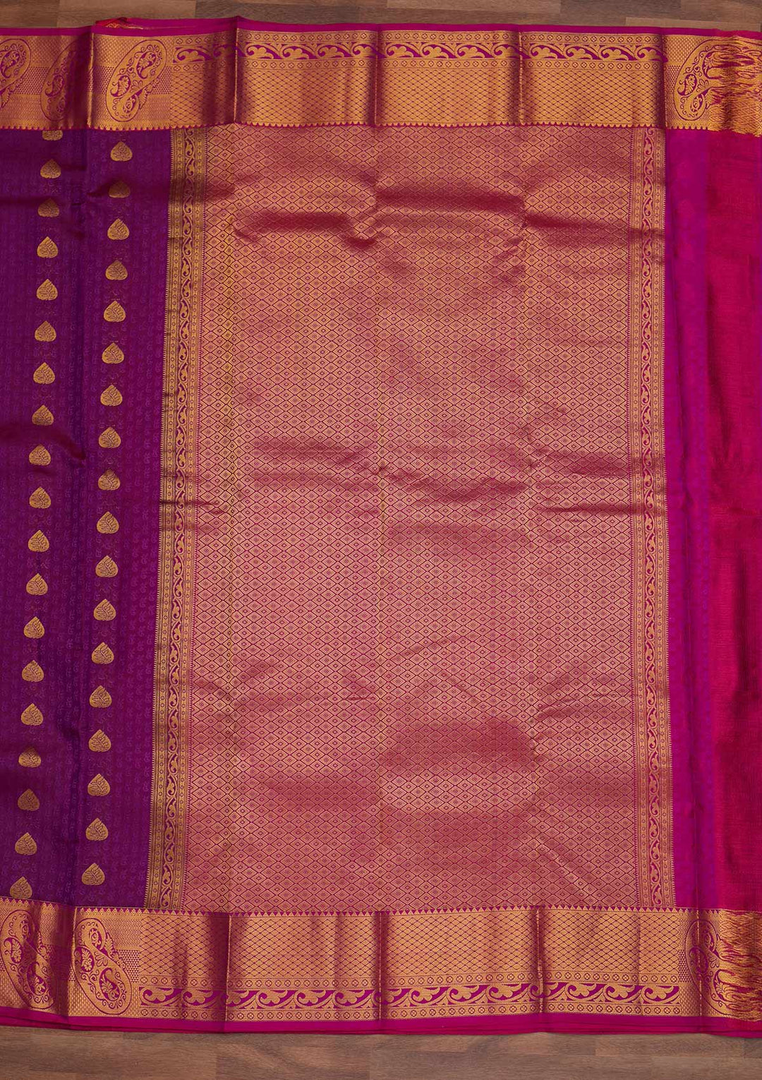 Purple Zariwork Pure Silk Designer Saree - Koskii