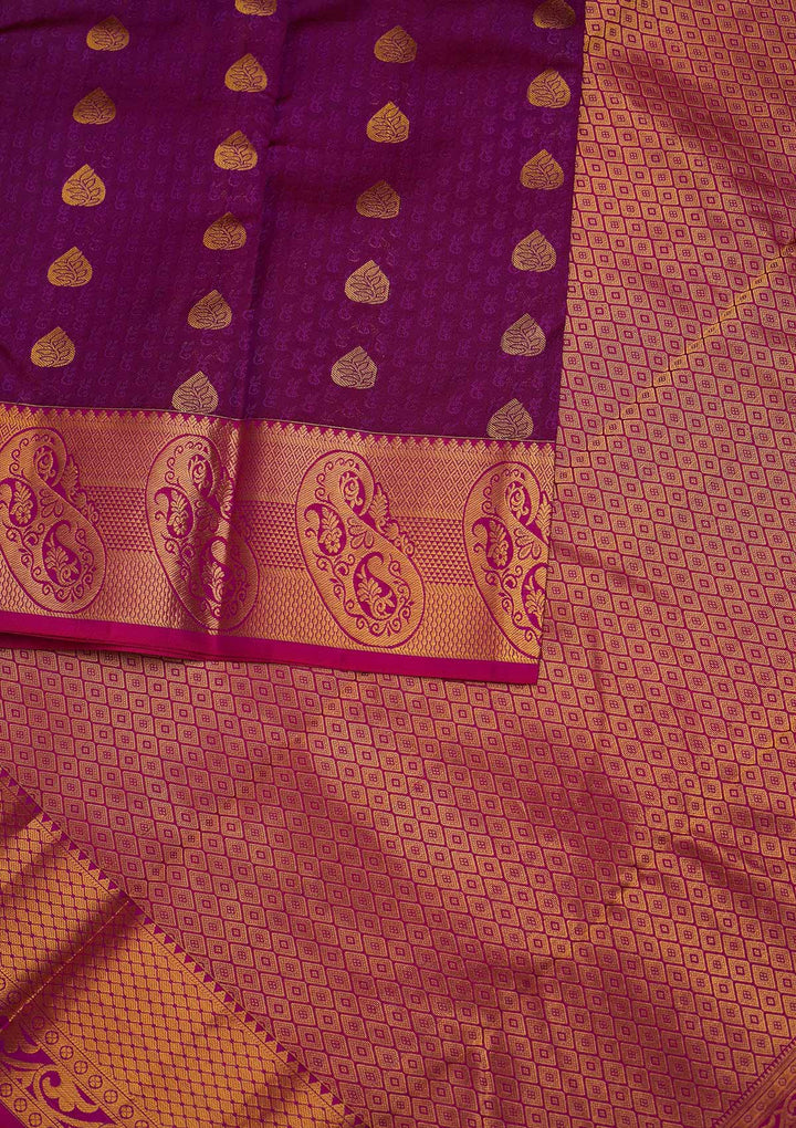 Purple Zariwork Pure Silk Designer Saree - Koskii