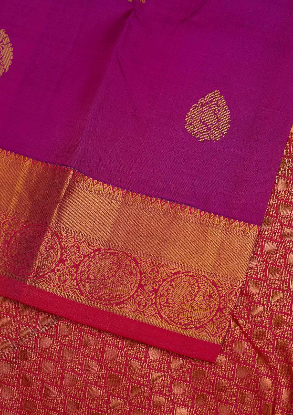 Purple Zariwork Pure Silk Designer Saree - Koskii