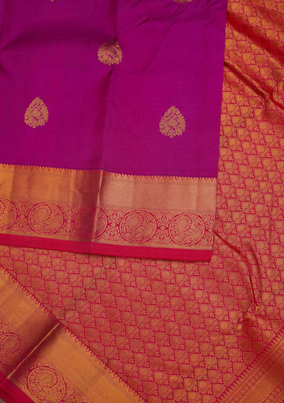 Purple Zariwork Pure Silk Designer Saree - Koskii