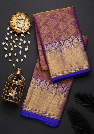 Purple Zariwork Pure Silk Designer Saree - Koskii