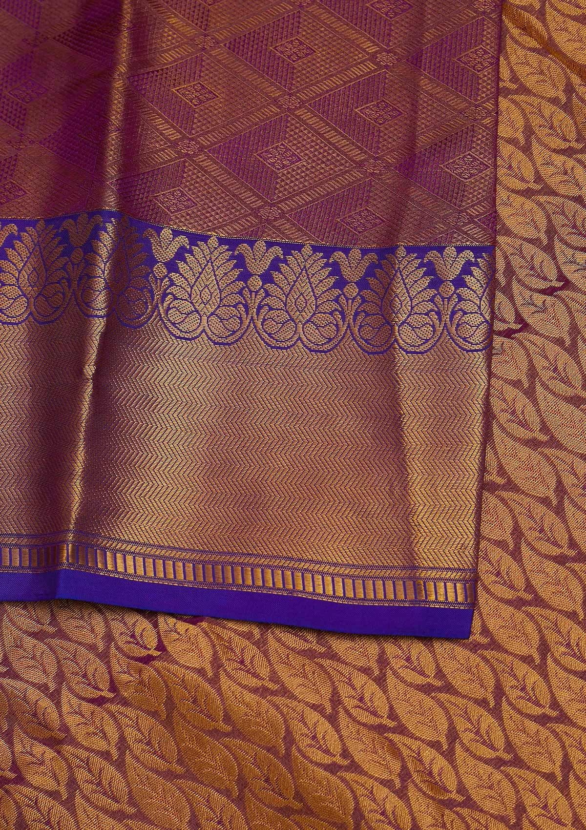 Purple Zariwork Pure Silk Designer Saree - Koskii