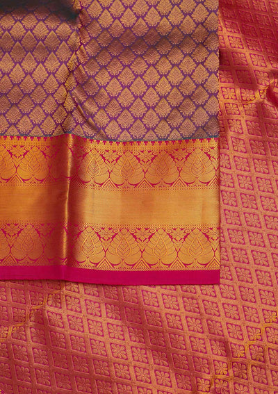 Purple Zariwork Pure Silk Designer Saree - Koskii