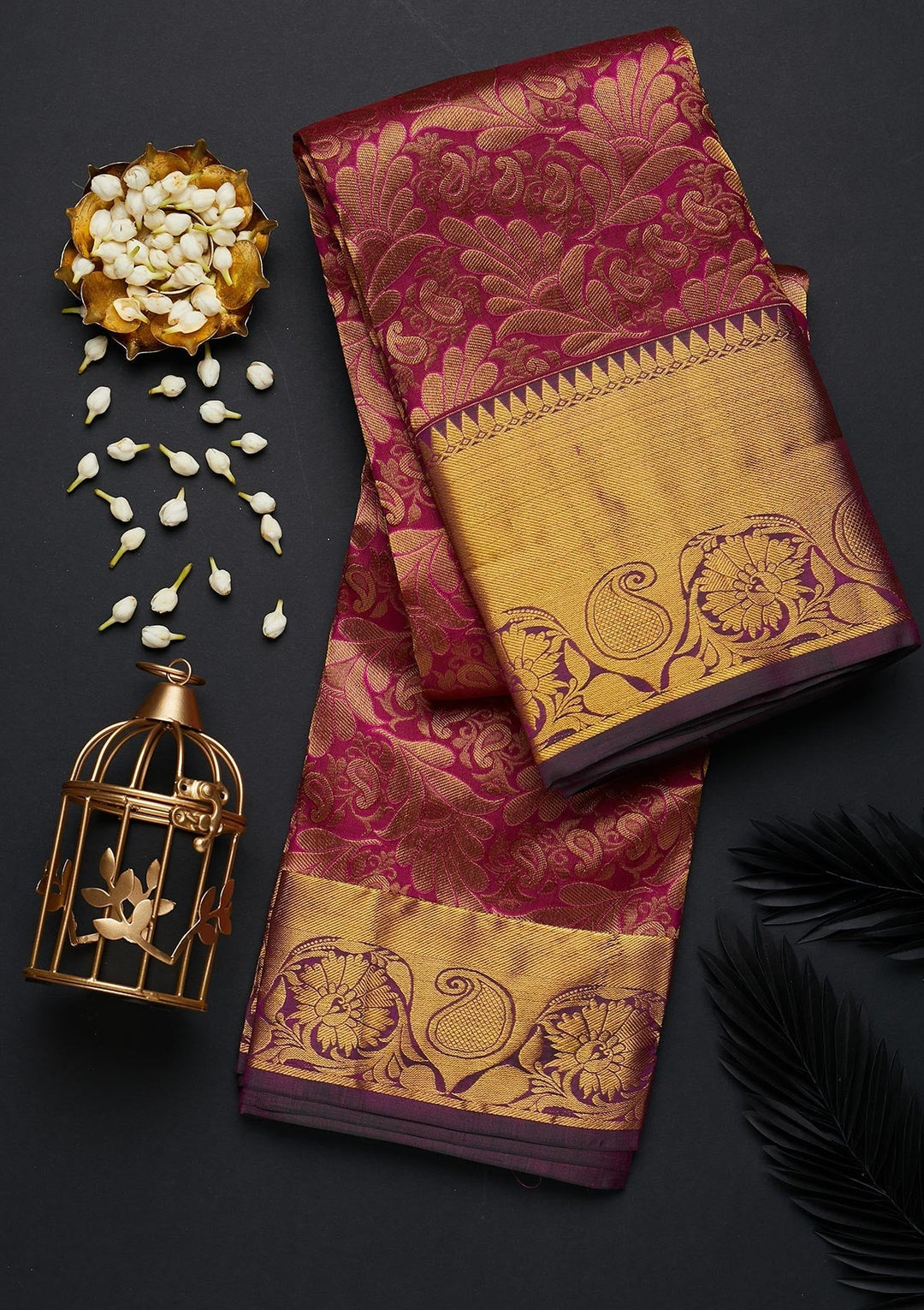 Purple Zariwork Pure Silk Designer Saree - Koskii