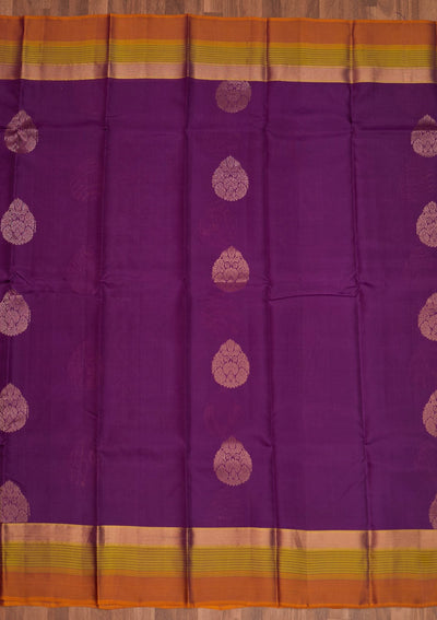 Purple Zariwork Pure Silk Saree - Koskii
