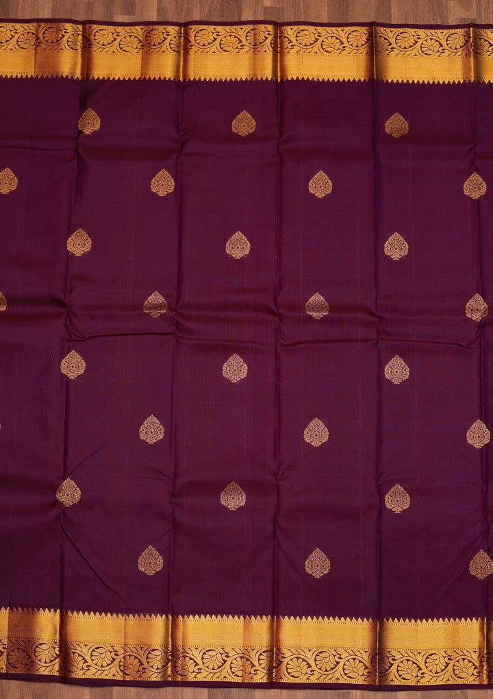 Purple Zariwork Pure Silk Saree - Koskii
