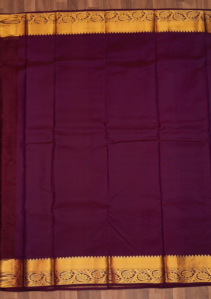Purple Zariwork Pure Silk Saree - Koskii