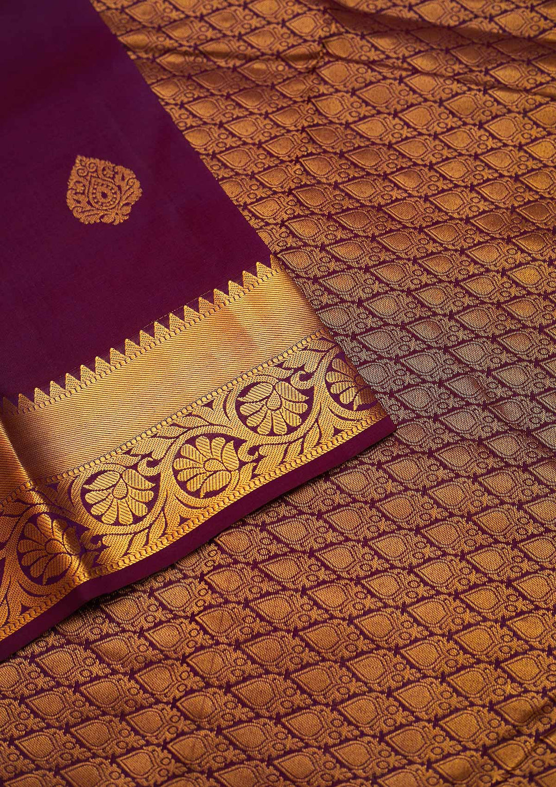 Purple Zariwork Pure Silk Saree - Koskii