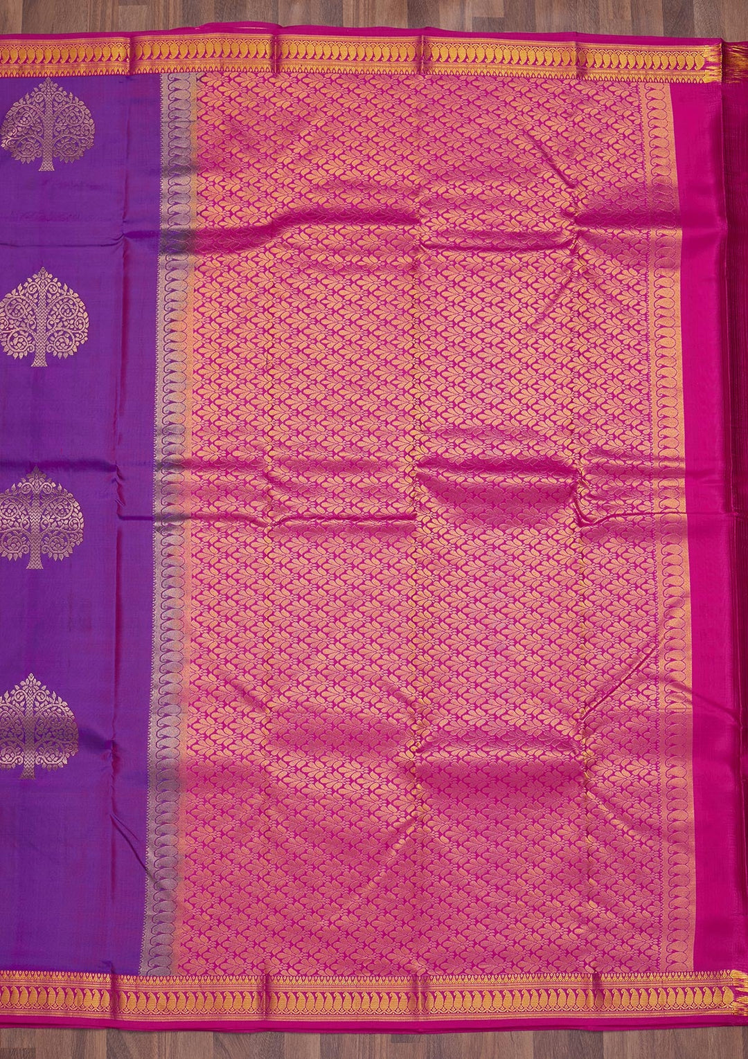 Purple Zariwork Pure Silk Saree-Koskii