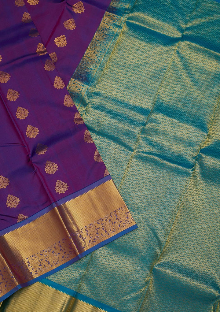 Purple Zariwork Pure Silk Saree-Koskii