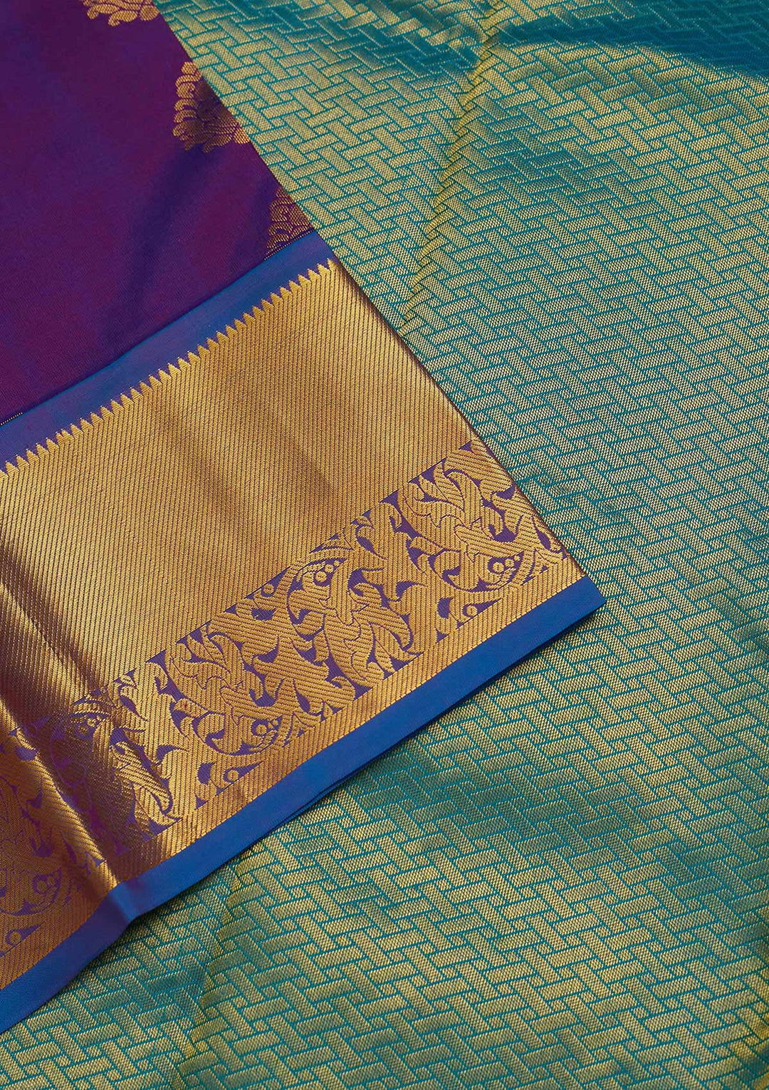 Purple Zariwork Pure Silk Saree-Koskii