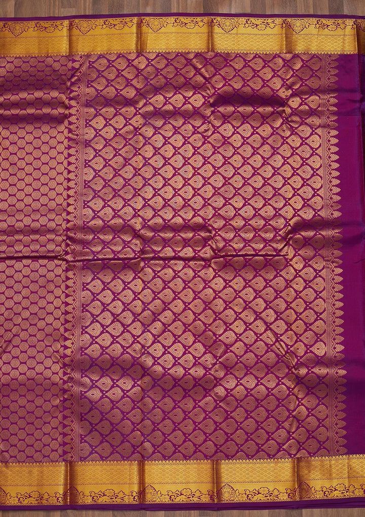 Purple Zariwork Pure Silk Saree-Koskii