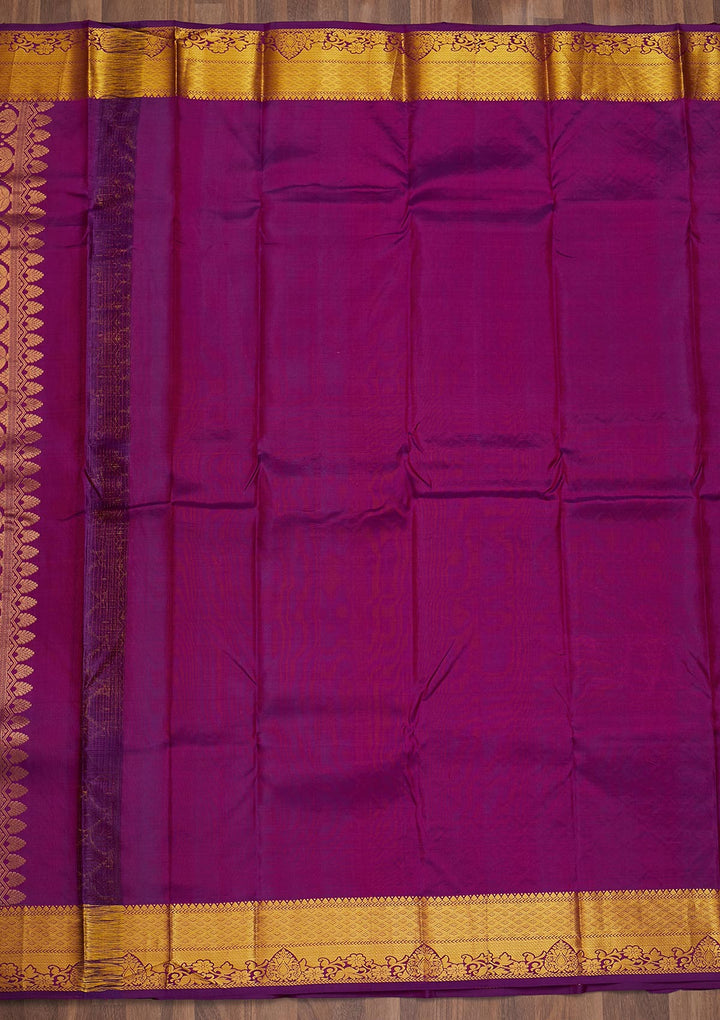Purple Zariwork Pure Silk Saree-Koskii