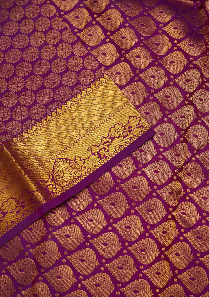 Purple Zariwork Pure Silk Saree-Koskii