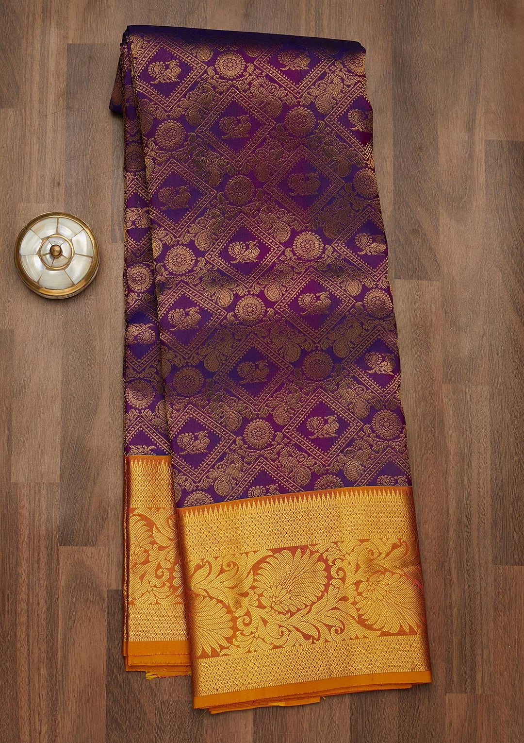 Purple Zariwork Pure Silk Saree-Koskii