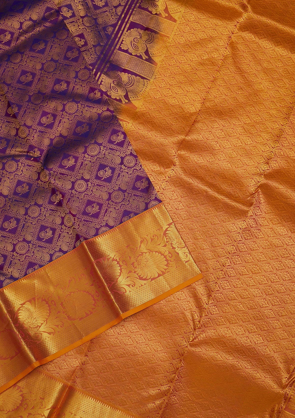 Purple Zariwork Pure Silk Saree-Koskii